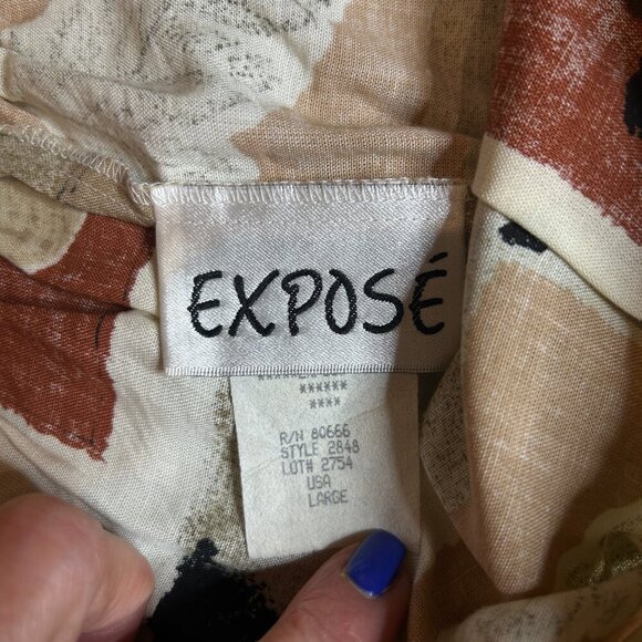 Expose Vintage 80s 90s Abstract Collage Print Pleated Front Skirt Size Large - Picture 4 of 7